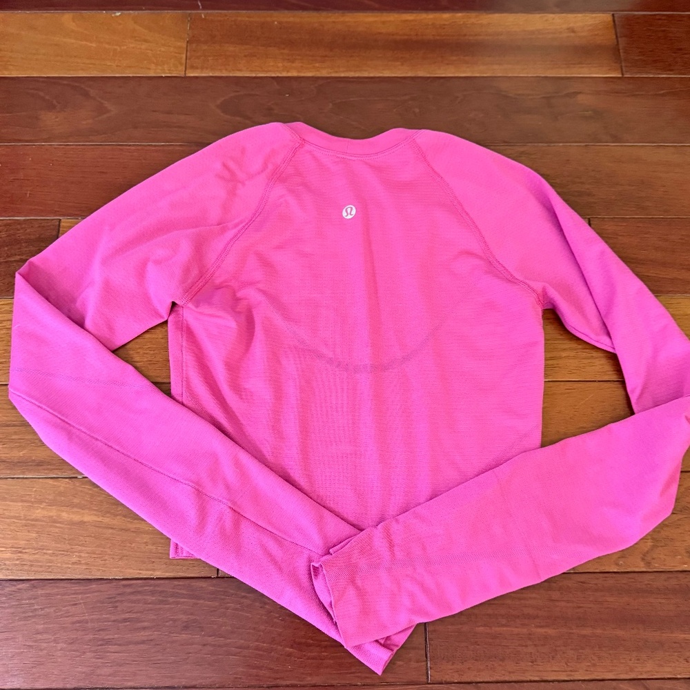 Lululemon Long Sleeve Crop Tight Shirt -Bright Pink